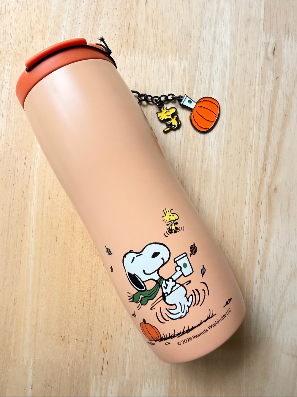 Starbucks x Peanuts Great Pumpkin Snoopy Stainless Tumbler Woodstock Charms - Picture 2 of 5